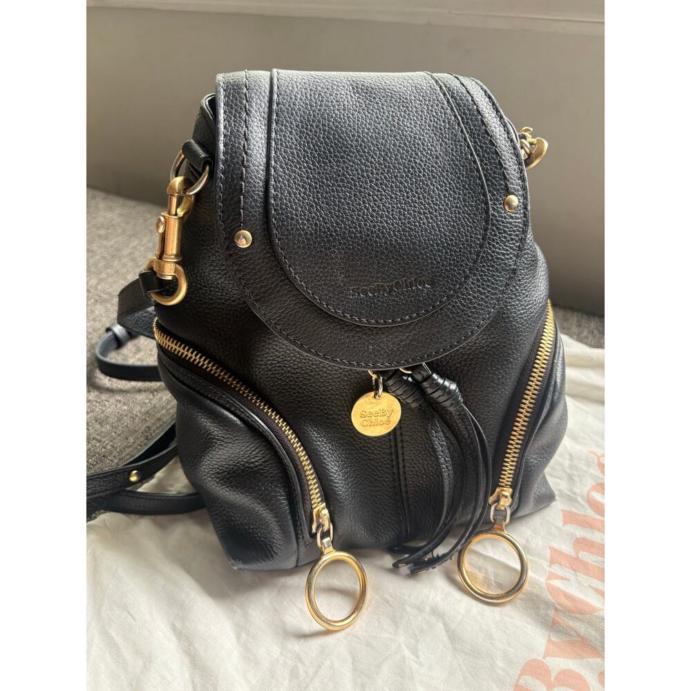 See By Chloe Olga Black Leather Mini Backpack W/ Dustbag Goth Emo - Picture 5 of 12